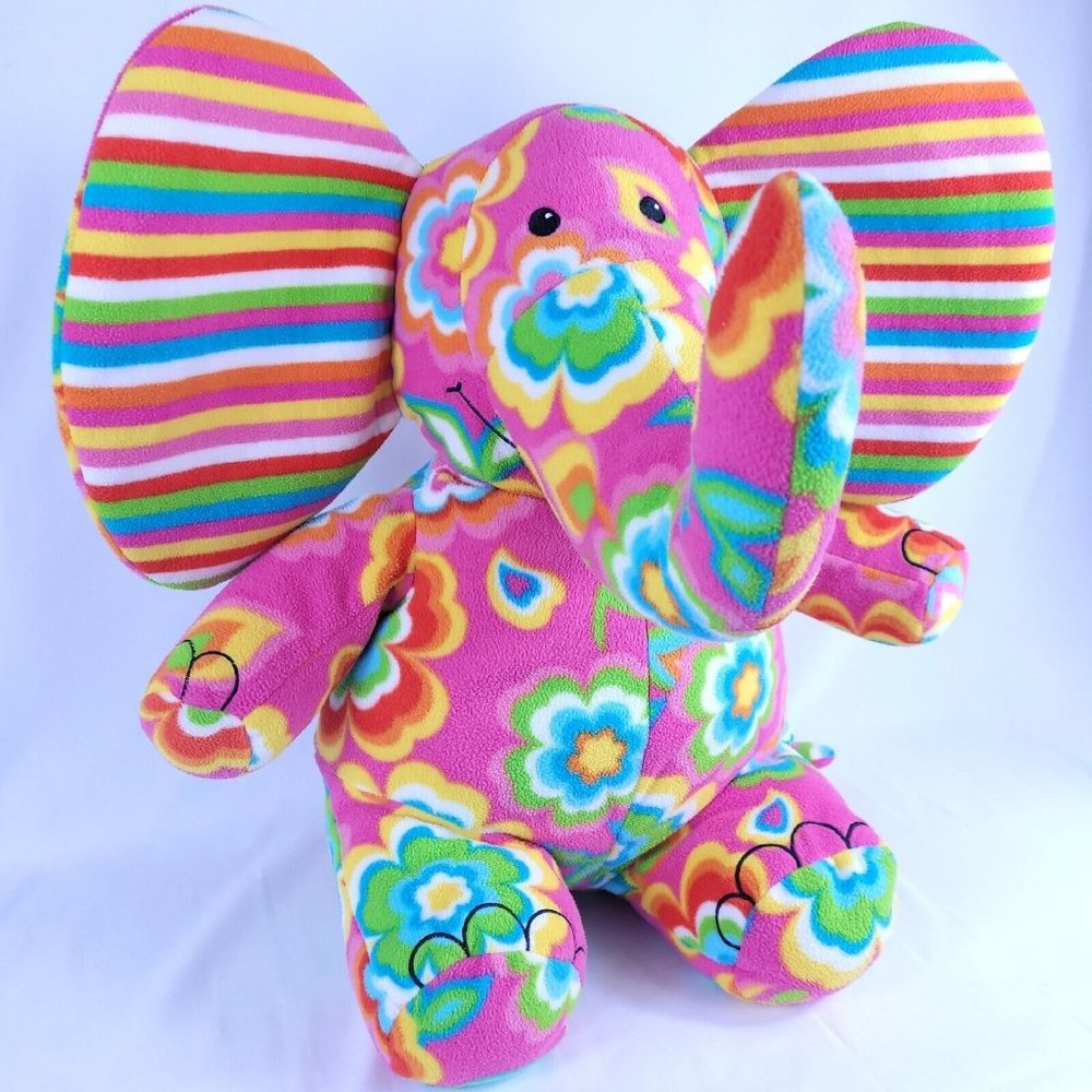 Melissa & Doug, Sally The Elephant, Pink Flower Power, Retro Stuffed Animal
